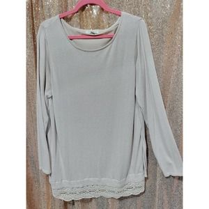 Roz & Ali Nude Light Sweater with Crochet Lace underlay. Size 3x.